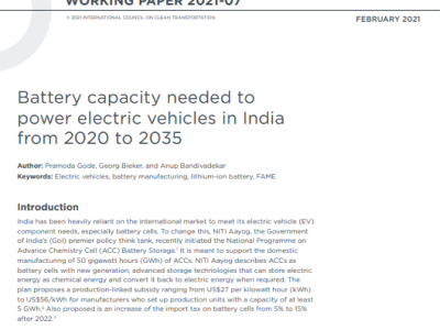 Battery capacity needed to power electric vehicles in India from 2020 to 2035